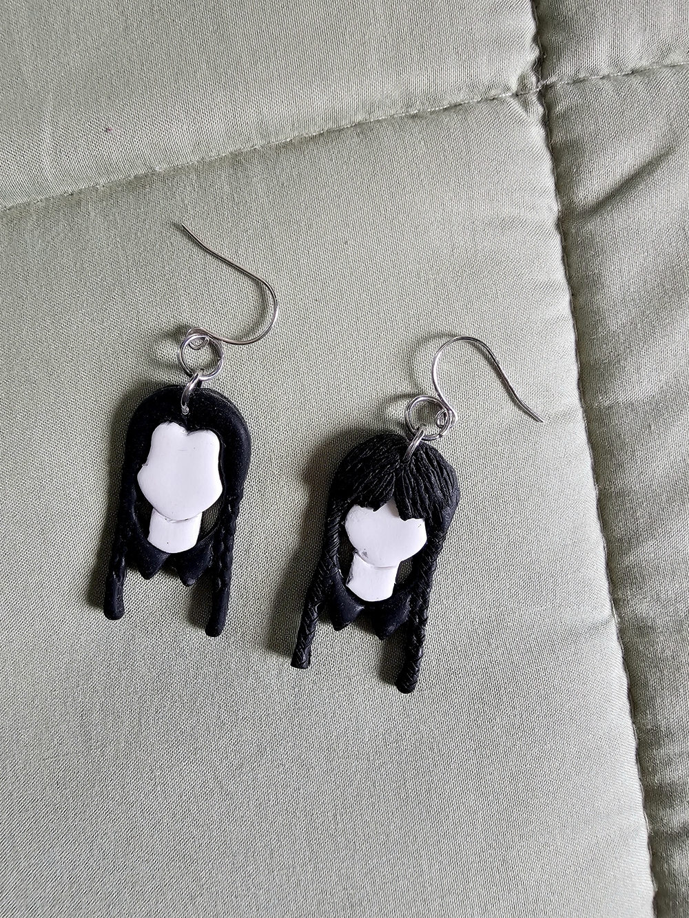 Wednesday Addams Inspired Handmade Polymer Clay Earrings Goth Spooky
